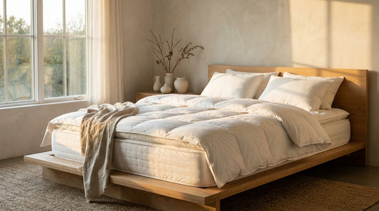 A pillow top mattress in a beautifully styled bedroom
