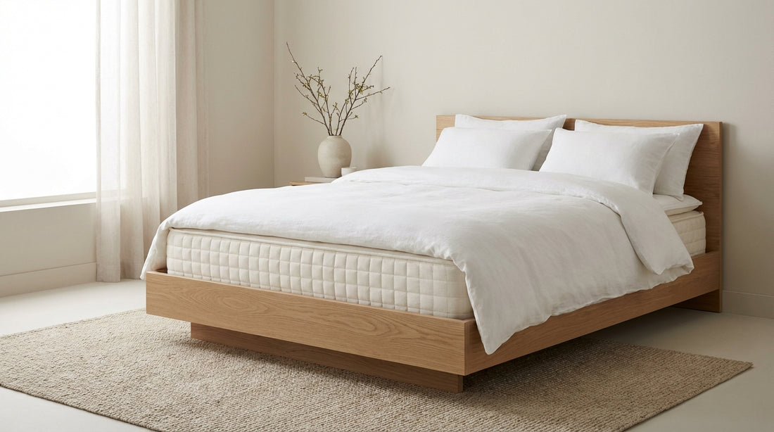 A the dimensions of a queen mattress in a beautifully styled bedroom