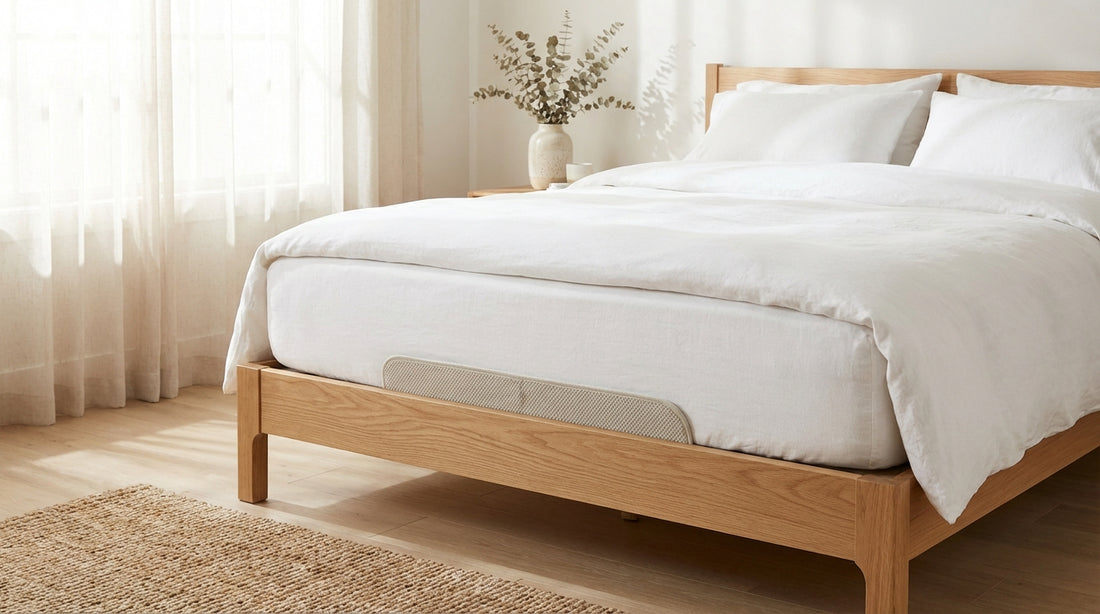 A keep mattress from sliding in a beautifully styled bedroom