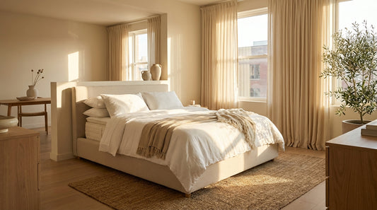 A how much is a queen size mattress in a beautifully styled bedroom