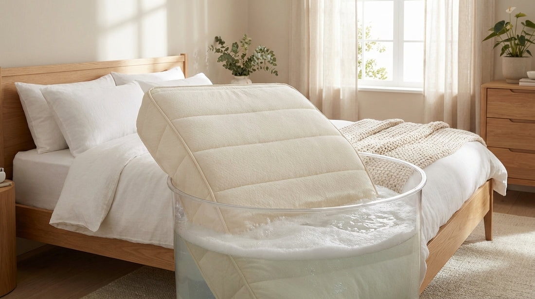 A wash a mattress in a beautifully styled bedroom