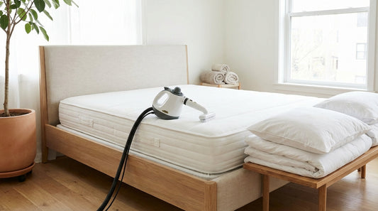 A deep clean a mattress at home in a beautifully styled bedroom