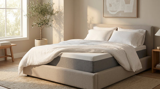 A clean a memory foam mattress in a beautifully styled bedroom