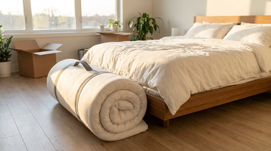 A move a mattress by yourself in a beautifully styled bedroom