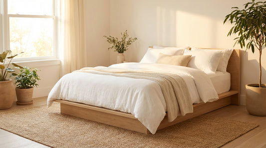 A how wide is a full size mattress in a beautifully styled bedroom