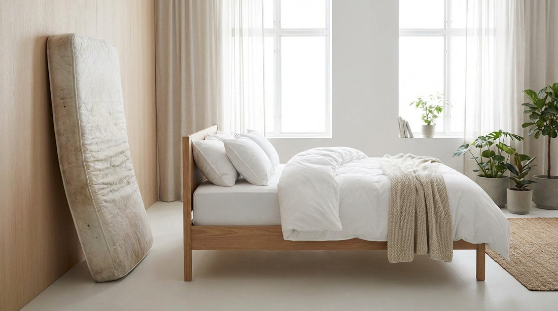 A throw away a mattress in a beautifully styled bedroom