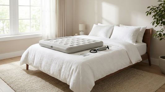 A find a hole in an air mattress in a beautifully styled bedroom