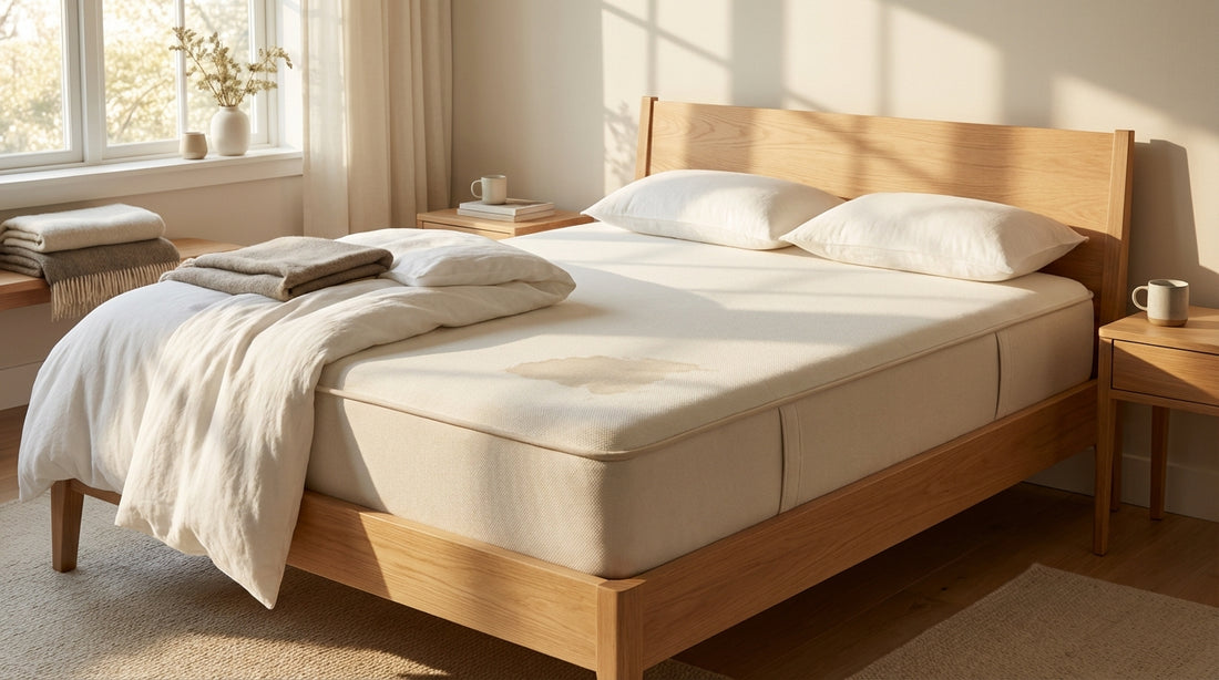A clean a mattress that has been peed on in a beautifully styled bedroom