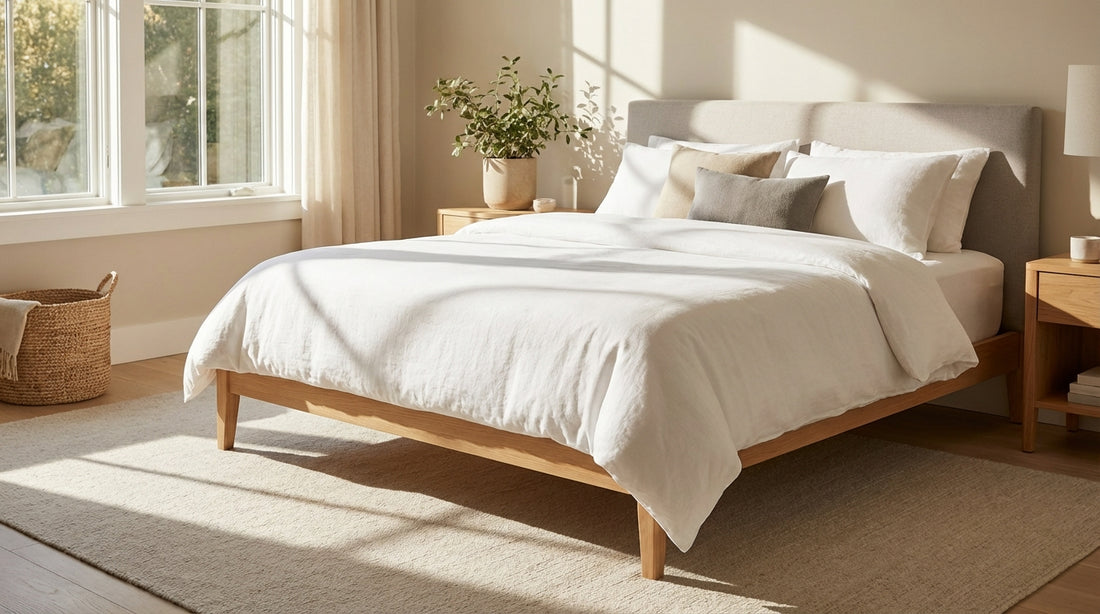 A clean pee from mattress in a beautifully styled bedroom