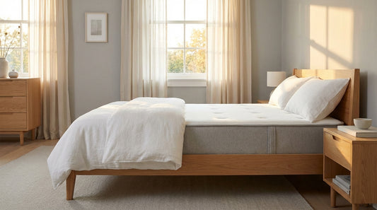A the dimensions of a twin mattress in a beautifully styled bedroom
