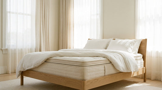 A hybrid mattress in a beautifully styled bedroom