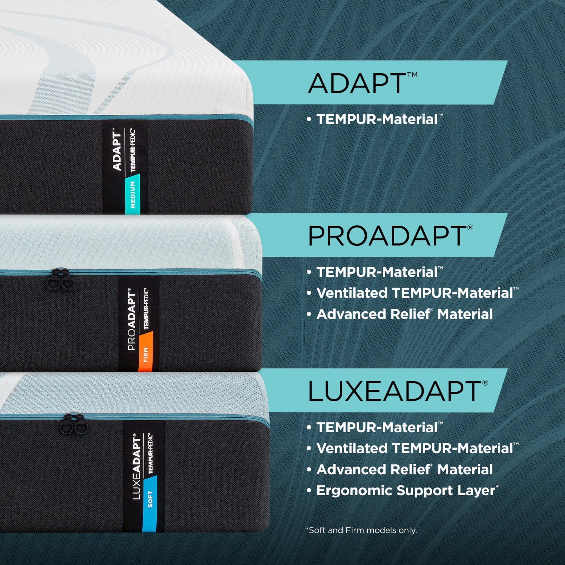 Tempurpedic Mattress Tempur-Pedic® TEMPUR-ProAdapt® Medium Feeling Mattress mattress stores near me